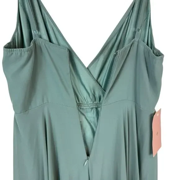 NWT BHLDN Eva Chiffon Bridesmaid Maxi Dress Formal Wedding Guest Moss Green S - Picture 6 of 11